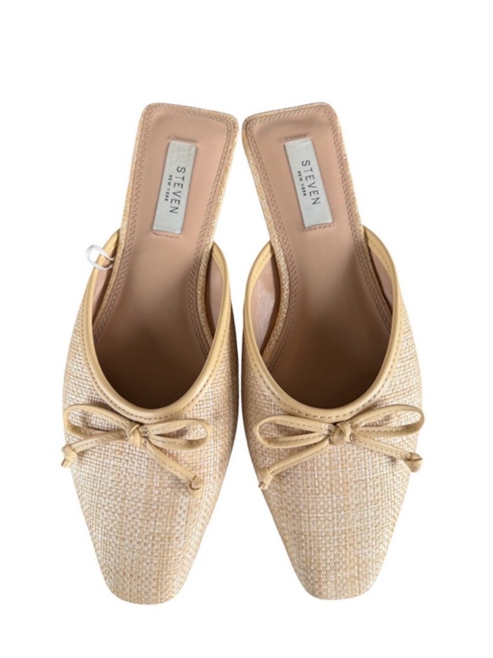 STEVEN New York Celeste Natural Tan Raffia Mules